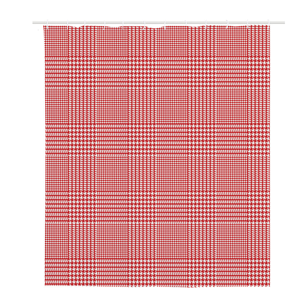 Red And White Glen Plaid Print Polyester Shower Curtain