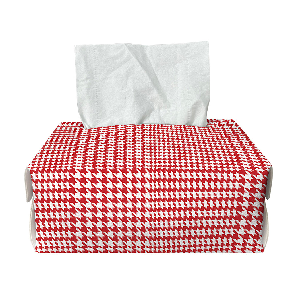 Red And White Glen Plaid Print Rectangle Tissue Box Cover