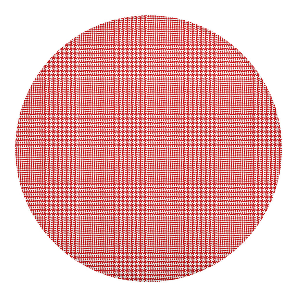 Red And White Glen Plaid Print Round Blanket