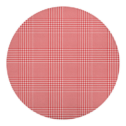 Red And White Glen Plaid Print Round Blanket