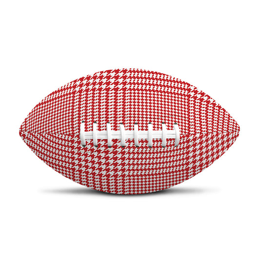 Red And White Glen Plaid Print Rugby Ball