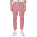 Red And White Glen Plaid Print Joggers