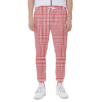 Red And White Glen Plaid Print Scuba Joggers