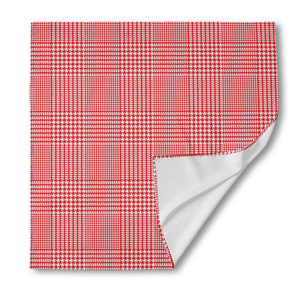 Red And White Glen Plaid Print Silk Bandana