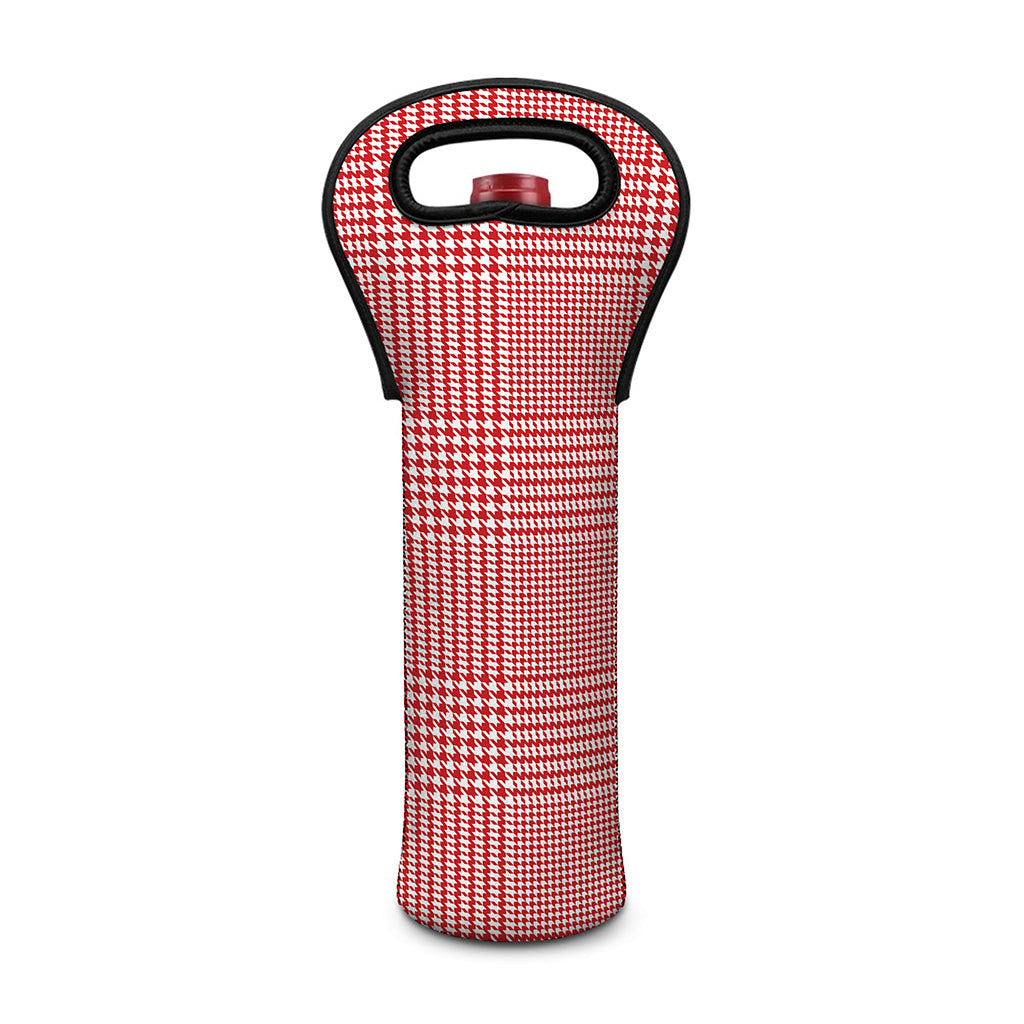 Red And White Glen Plaid Print Single Neoprene Wine Tote