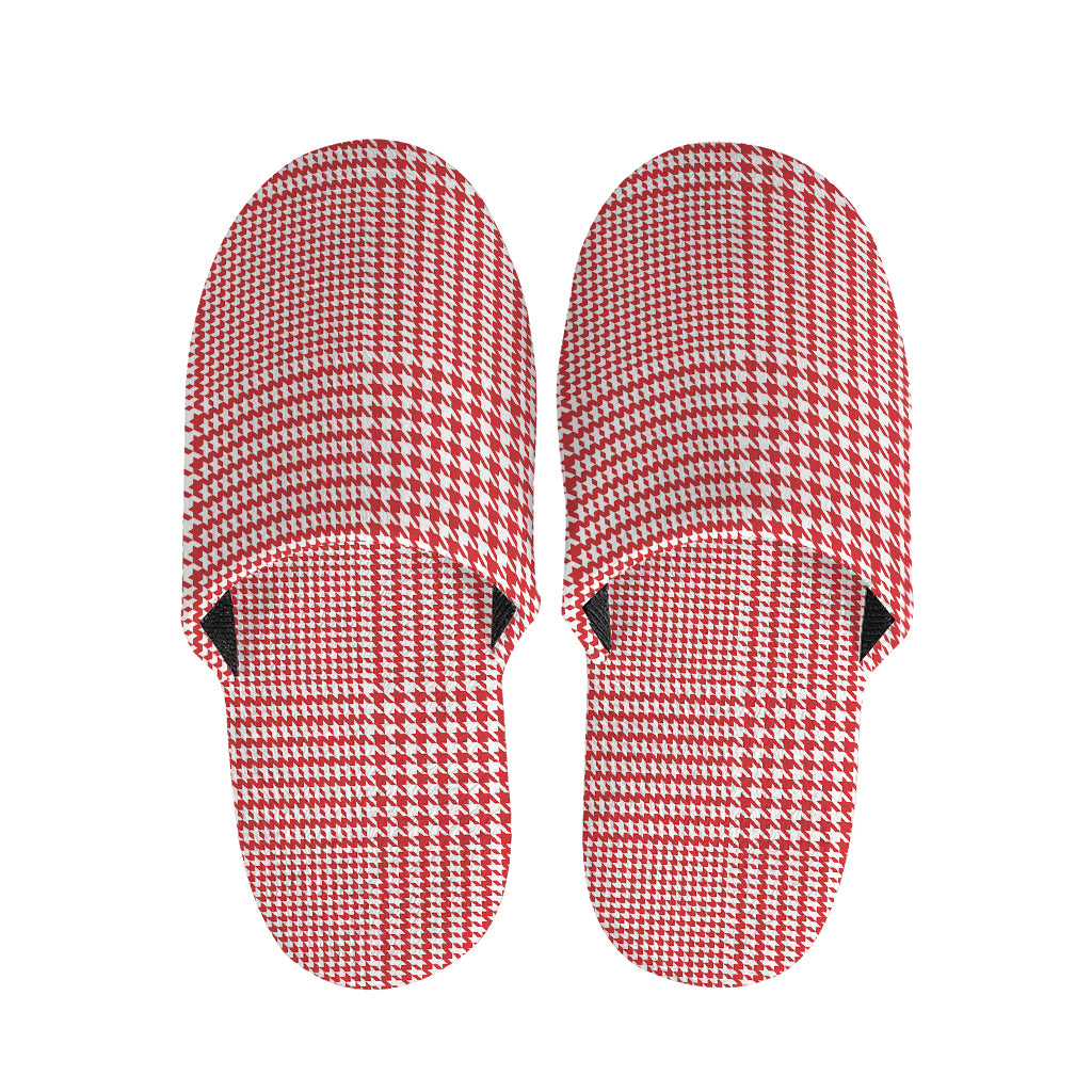 Red And White Glen Plaid Print Slippers