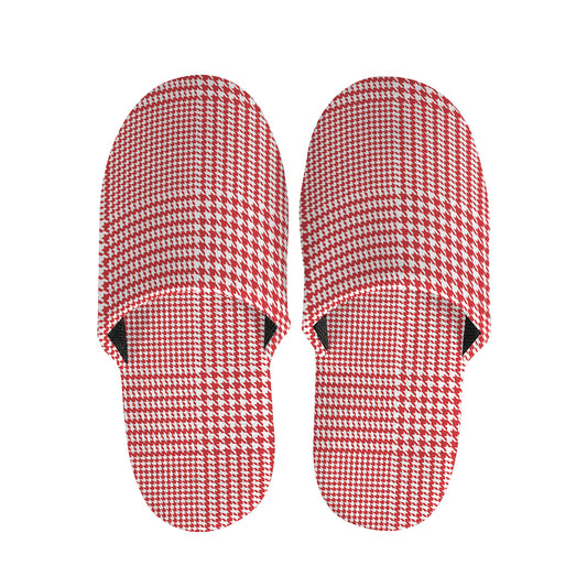 Red And White Glen Plaid Print Slippers