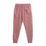 Red And White Glen Plaid Print Sweatpants