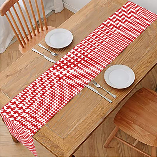 Red And White Glen Plaid Print Table Runner