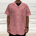 Red And White Glen Plaid Print Textured Short Sleeve Shirt