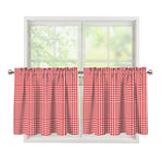 Red And White Glen Plaid Print Tier Curtains