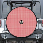 Red And White Glen Plaid Print Tire Cover With Camera Hole