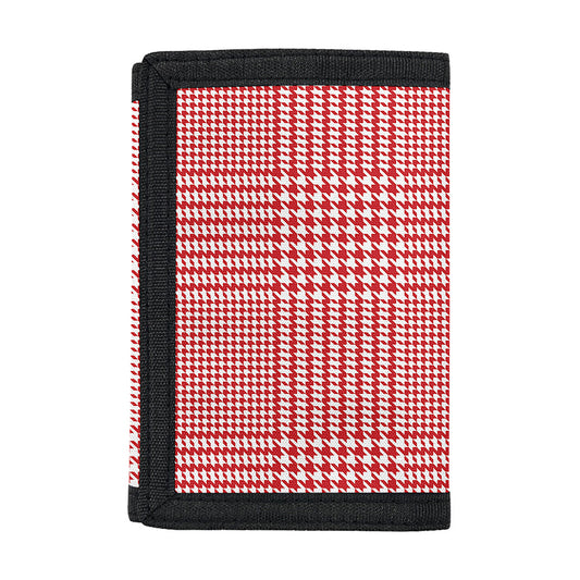 Red And White Glen Plaid Print Trifold Wallet