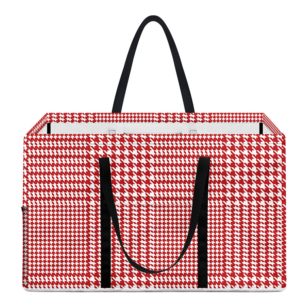 Red And White Glen Plaid Print Utility Tote Bag