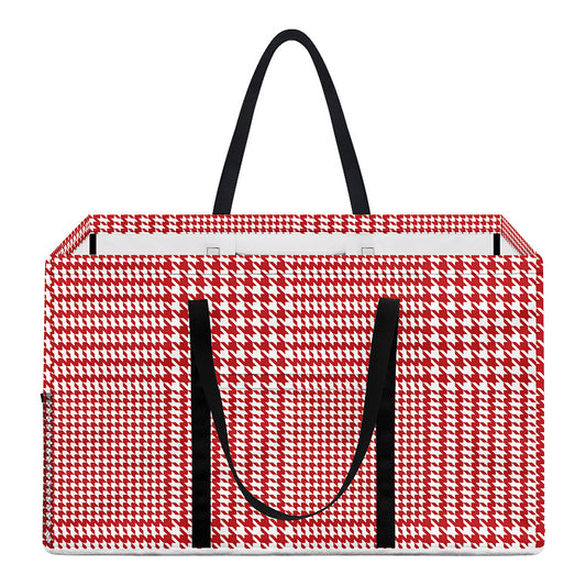 Red And White Glen Plaid Print Utility Tote Bag