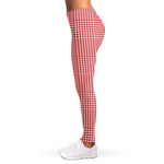 Red And White Glen Plaid Print Women's Leggings