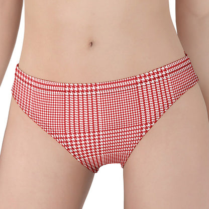 Red And White Glen Plaid Print Women's Panties