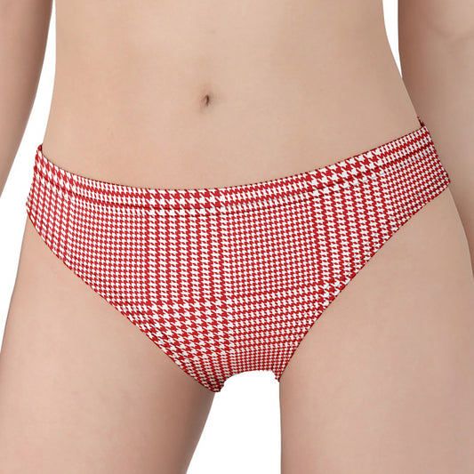 Red And White Glen Plaid Print Women's Panties