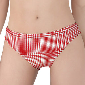 Red And White Glen Plaid Print Women's Panties