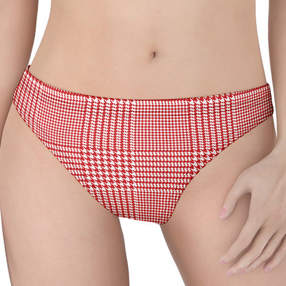 Red And White Glen Plaid Print Women's Thong