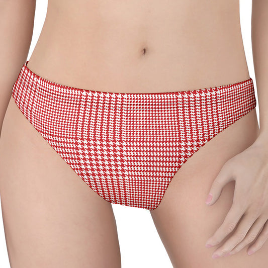 Red And White Glen Plaid Print Women's Thong