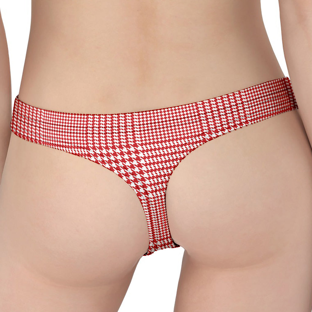 Red And White Glen Plaid Print Women's Thong