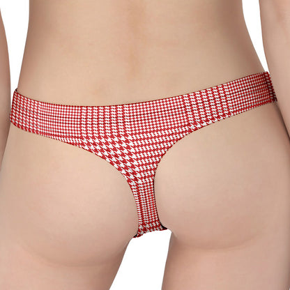 Red And White Glen Plaid Print Women's Thong