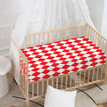 Red And White Harlequin Pattern Print Baby Crib Sheet