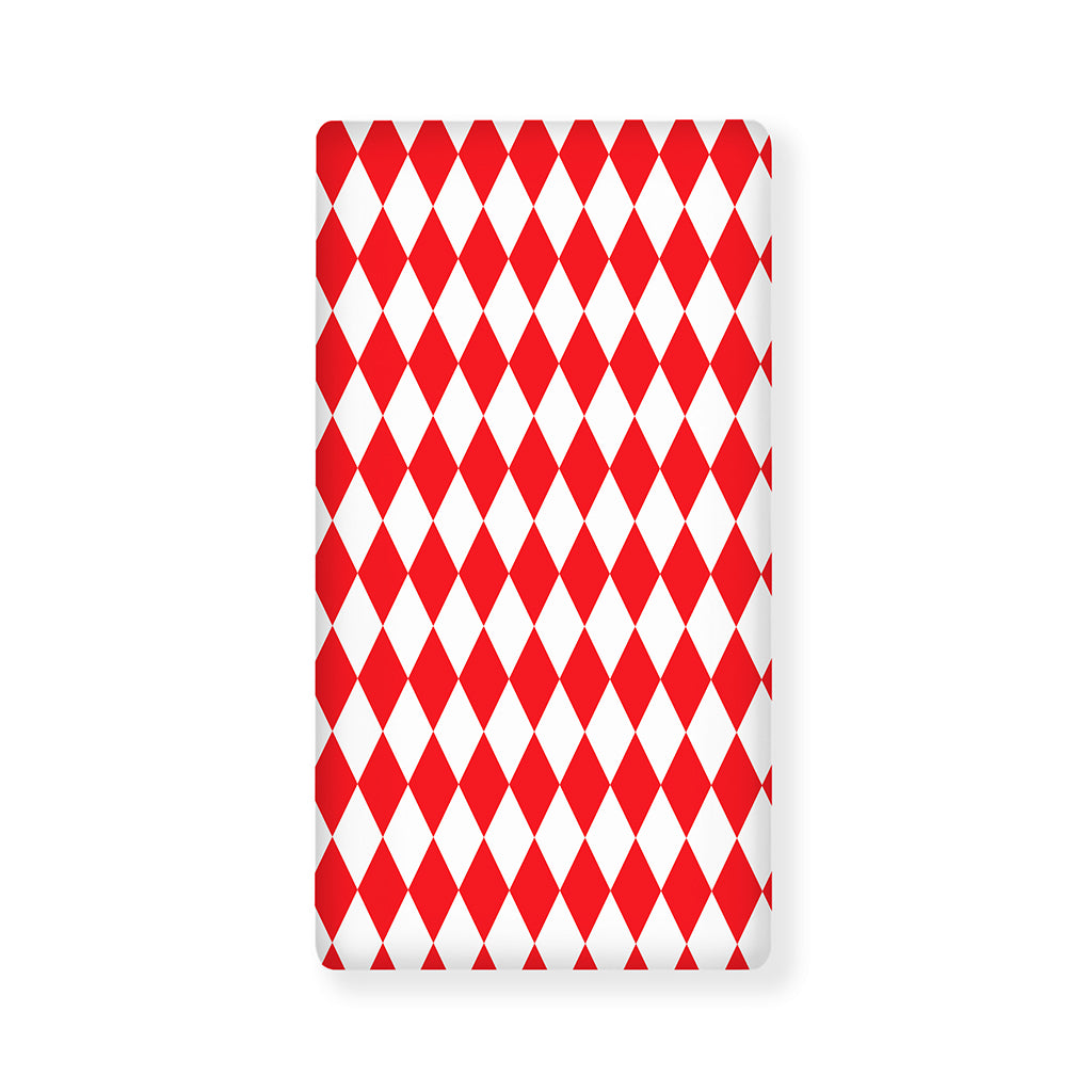 Red And White Harlequin Pattern Print Baby Crib Sheet