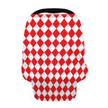 Red And White Harlequin Pattern Print Baby Seat Cover