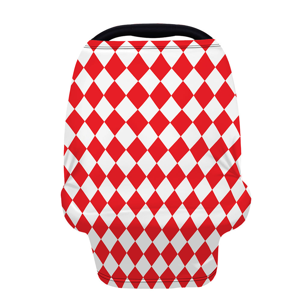 Red And White Harlequin Pattern Print Baby Seat Cover