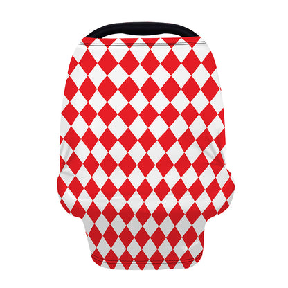 Red And White Harlequin Pattern Print Baby Seat Cover