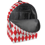 Red And White Harlequin Pattern Print Backpack
