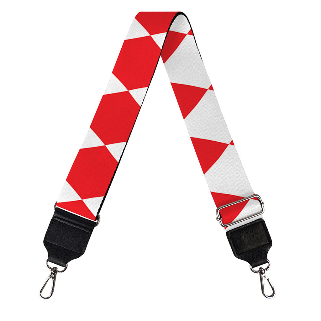 Red And White Harlequin Pattern Print Bag Strap