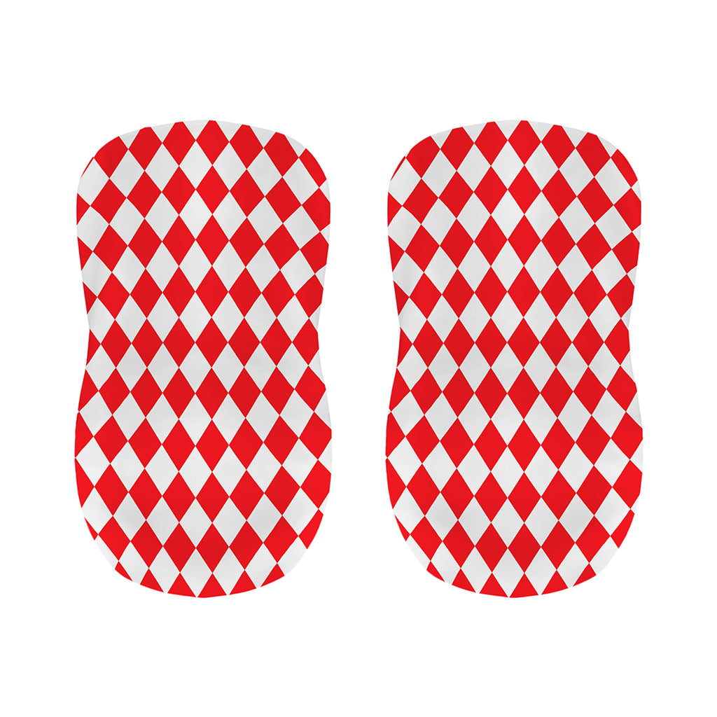 Red And White Harlequin Pattern Print Bar Stool Covers