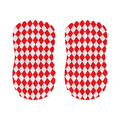 Red And White Harlequin Pattern Print Bar Stool Covers