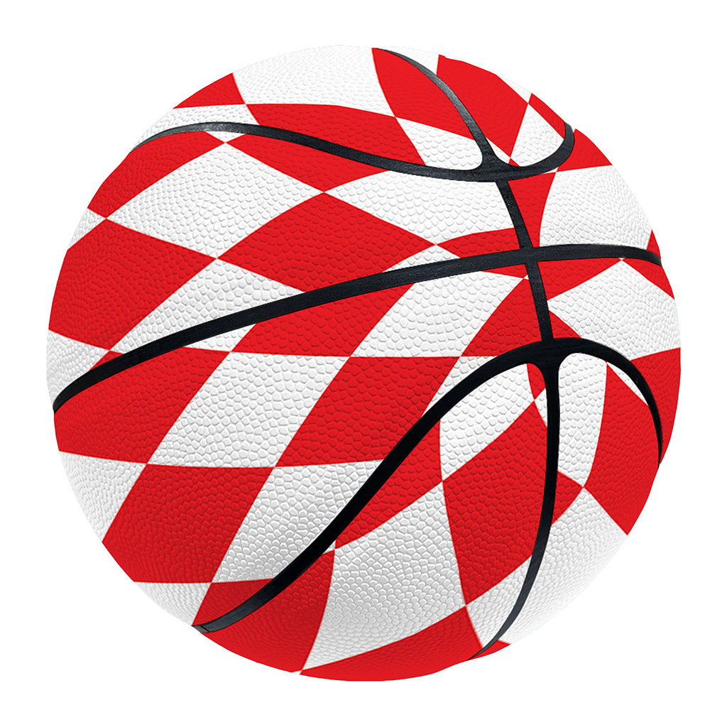 Red And White Harlequin Pattern Print Basketball