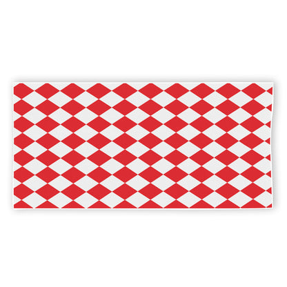 Red And White Harlequin Pattern Print Beach Towel