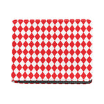 Red And White Harlequin Pattern Print Bifold Wallet