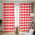 Red And White Harlequin Pattern Print Dimout Pencil Pleat Curtains