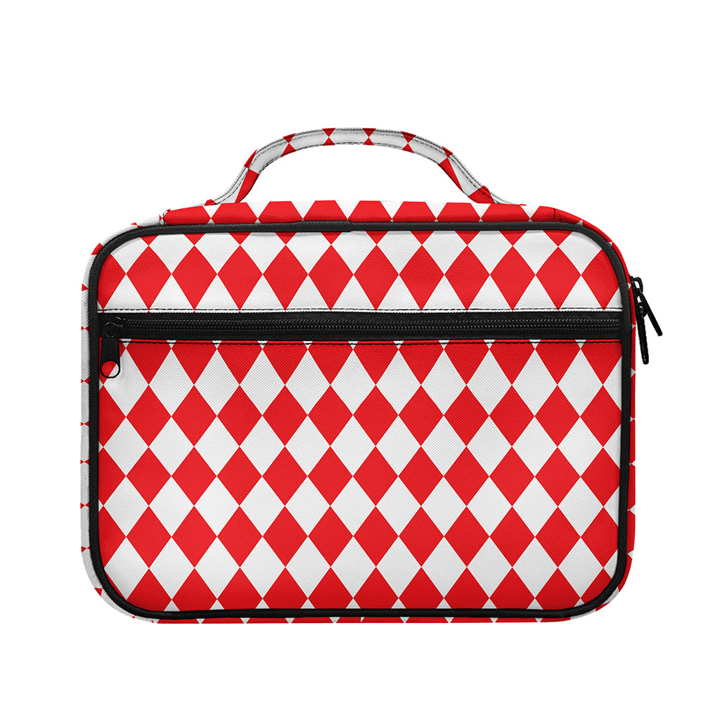 Red And White Harlequin Pattern Print Briefcase Bible Bag