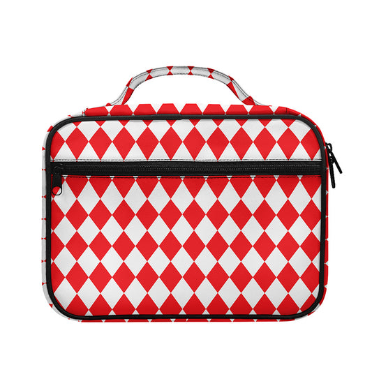 Red And White Harlequin Pattern Print Briefcase Bible Bag