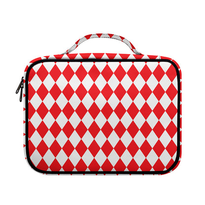 Red And White Harlequin Pattern Print Briefcase Bible Bag