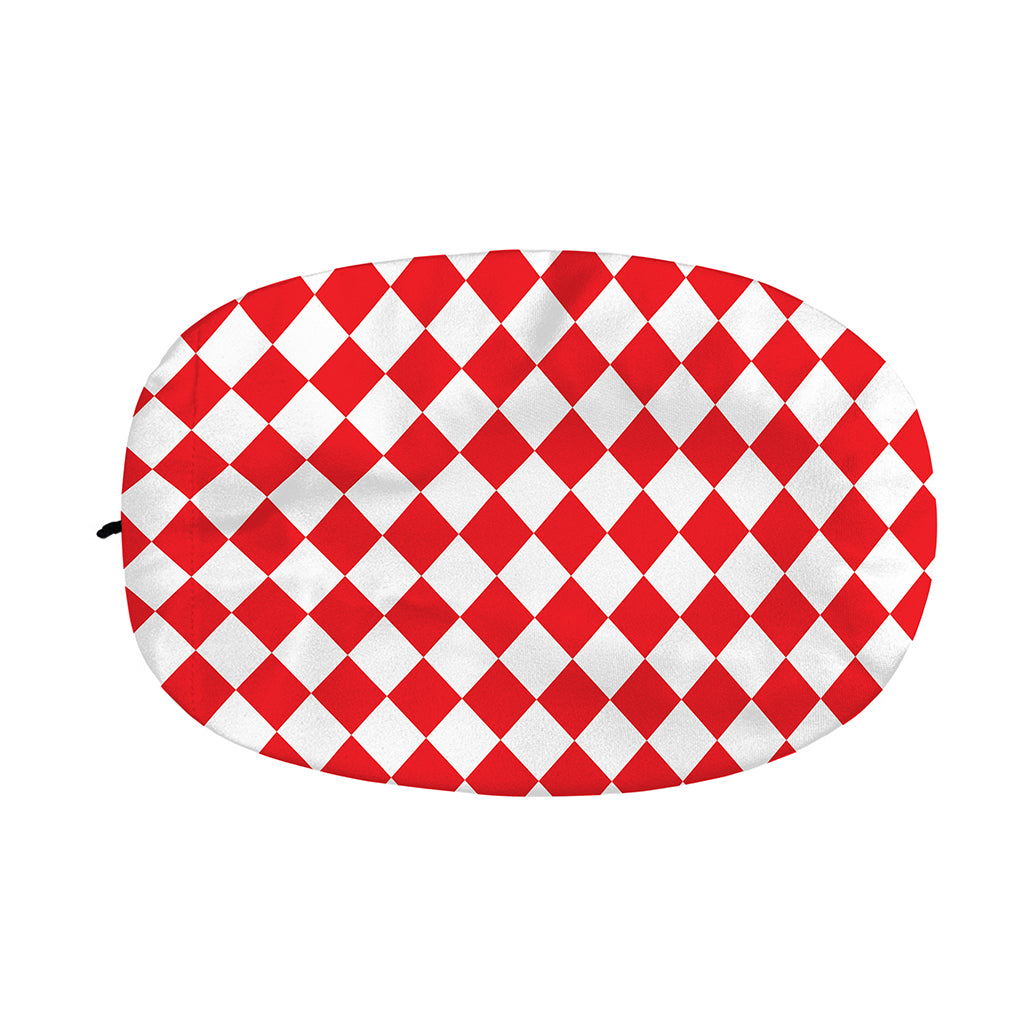 Red And White Harlequin Pattern Print Car Side Mirror Covers