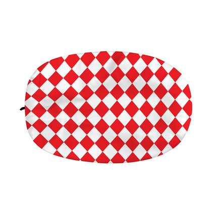 Red And White Harlequin Pattern Print Car Side Mirror Covers