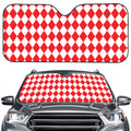 Red And White Harlequin Pattern Print Car Windshield Sun Shade