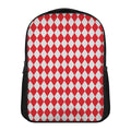 Red And White Harlequin Pattern Print Casual Backpack