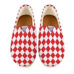 Red And White Harlequin Pattern Print Casual Shoes