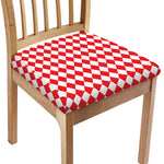 Red And White Harlequin Pattern Print Chair Cushion Cover