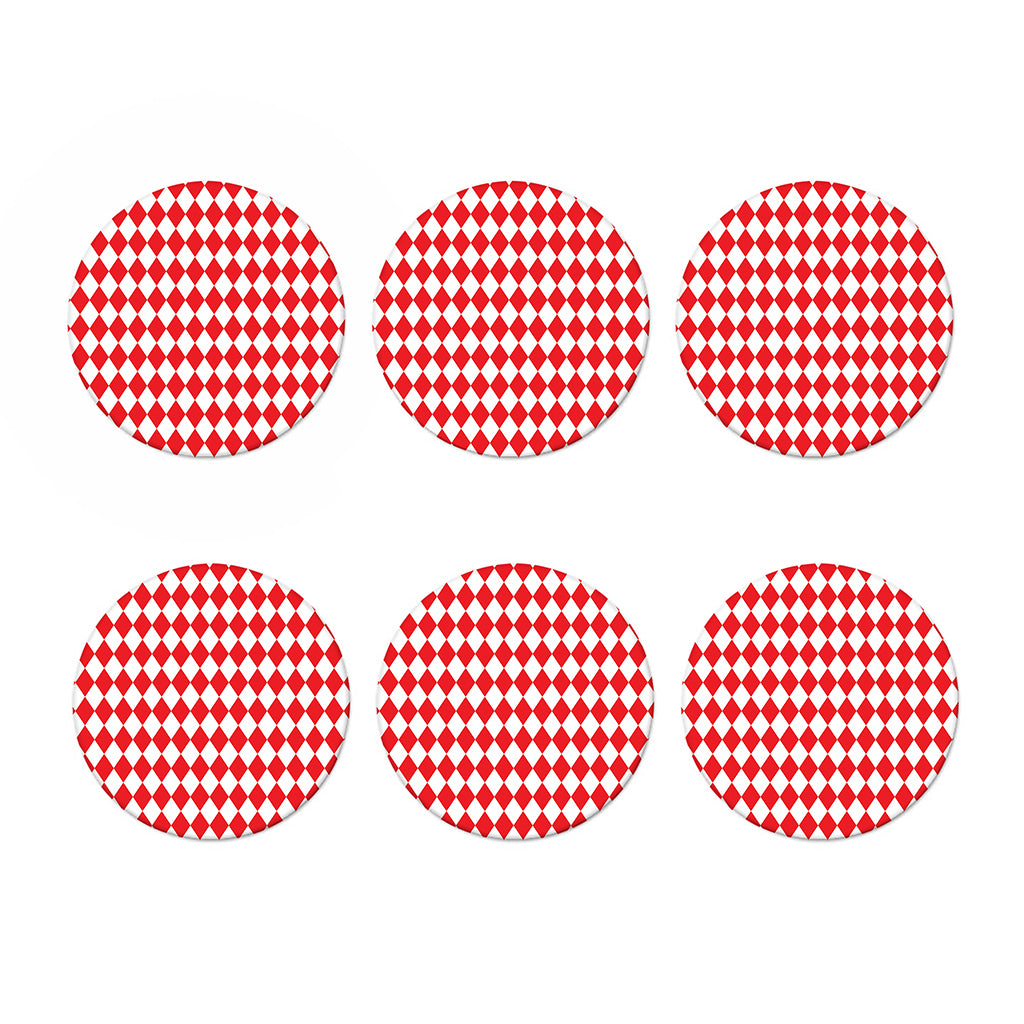 Red And White Harlequin Pattern Print Coaster Set